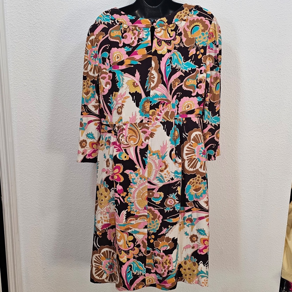 Boden 3/4 Sleeve All Over Floral Print Knee Length Dress Women's Size 8 - Picture 4 of 7